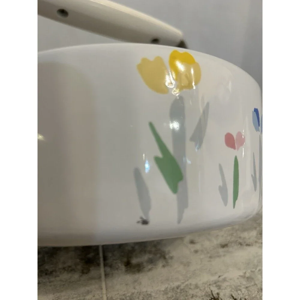 Vintage 1980’s Studio Nova Fresh Mint Enamel Tea Kettle 2qt w/Lid Flowers Japan